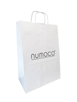 0-4 White bag with black logo numoco