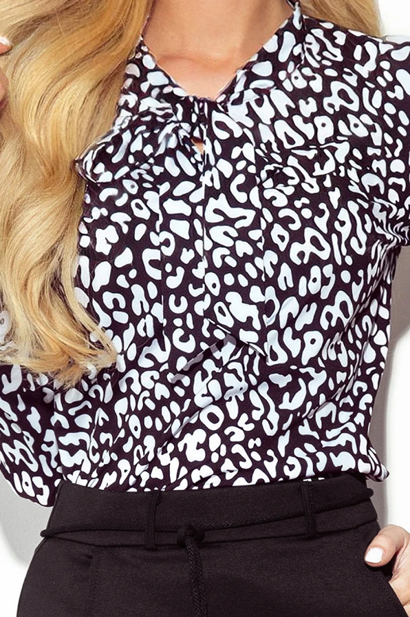 140-20 Blouse with bond - black and white pattern