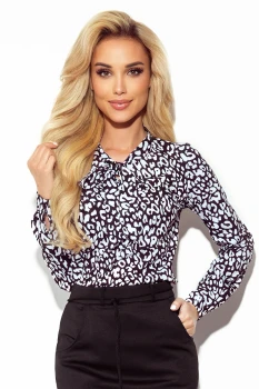 140-20 Blouse with bond - black and white pattern