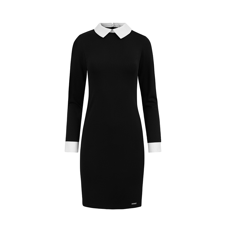 Dress with a white collar - black 143-1 - Numoco EN