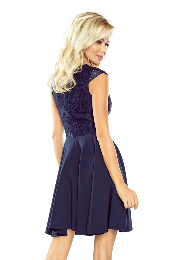Dress MARTA with lace - navy blue 157-1