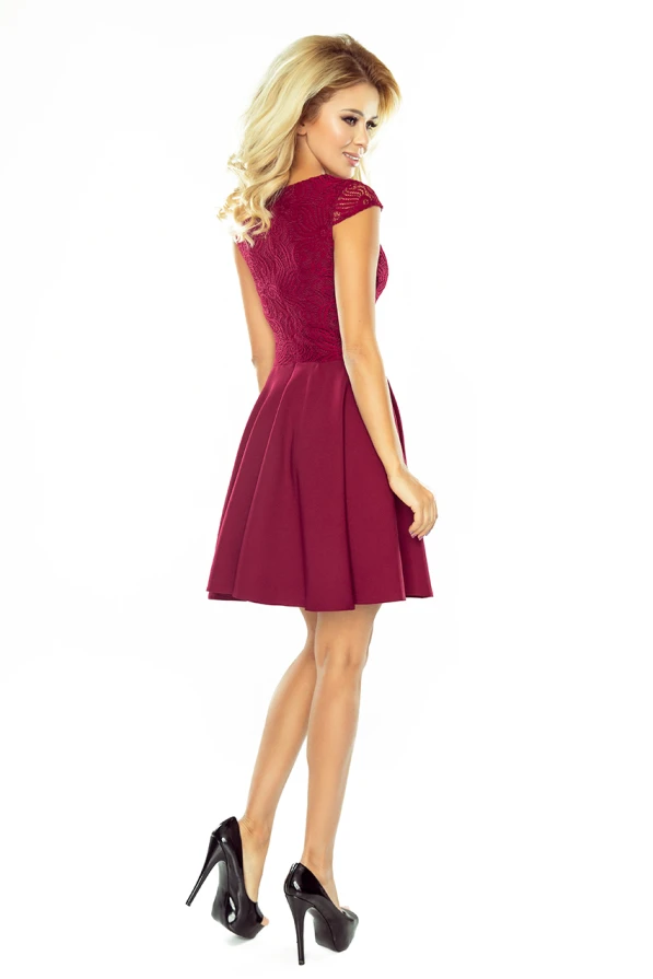 Dress MARTA with lace - Burgundy color 157-3