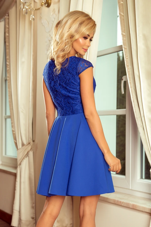 157-5 Dress MARTA with lace - royal blue