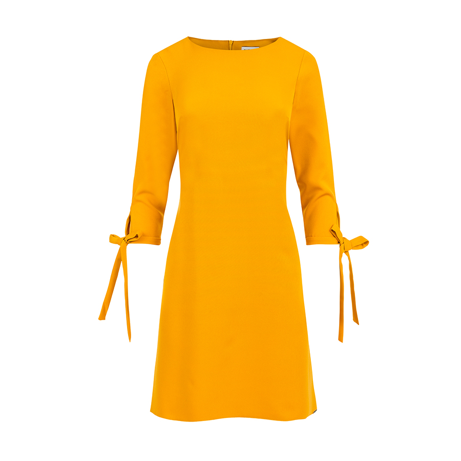 195-6 ALICE Dress with bows - mustard color