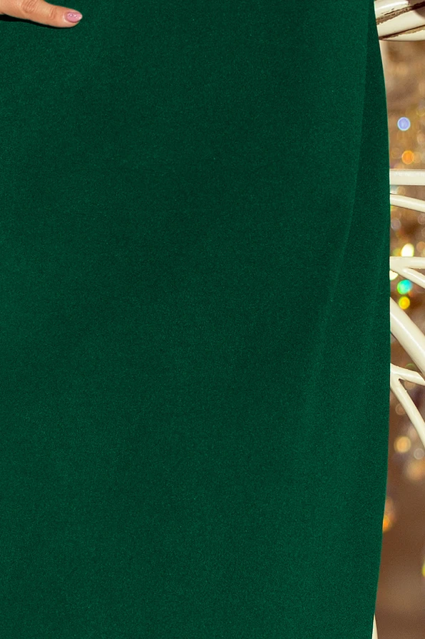 217-2 NEVA Trapezoidal dress with flared sleeves - dark green