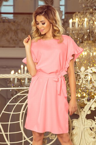 229-2 ROSE dress with ruffles on the sleeves - burgundy color - Numoco EN