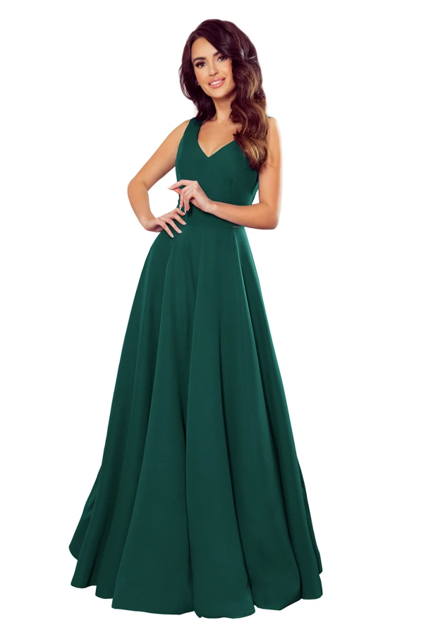 246-4 CINDY long dress with a neckline - green