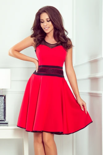 261-1 RICA Dress with tulle inserts - red