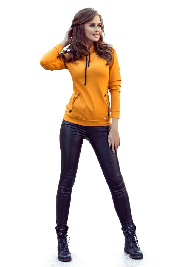 262-1 Hooded sweatshirt with pockets - mustard