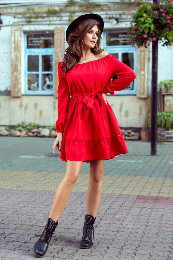 265-4 DAISY Dress with frills - RED