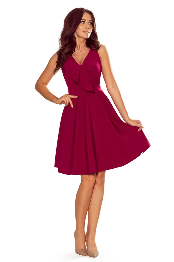 274-1 ANITA Frill dress - burgundy