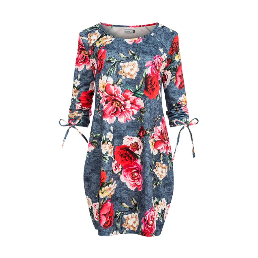 281-2 SOPHIE Comfortable Oversize dress - flowers on jeans