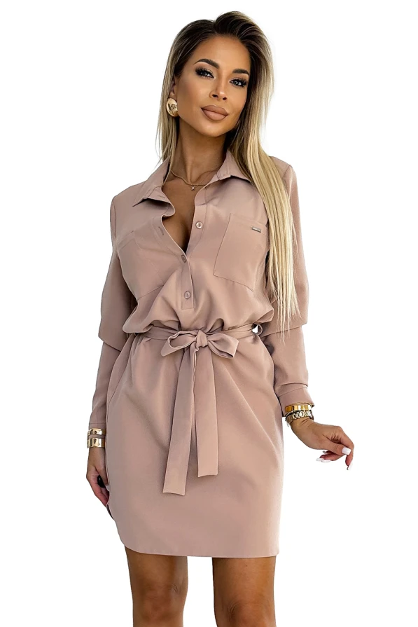 CAMILLE Shirt dress with pockets - beige