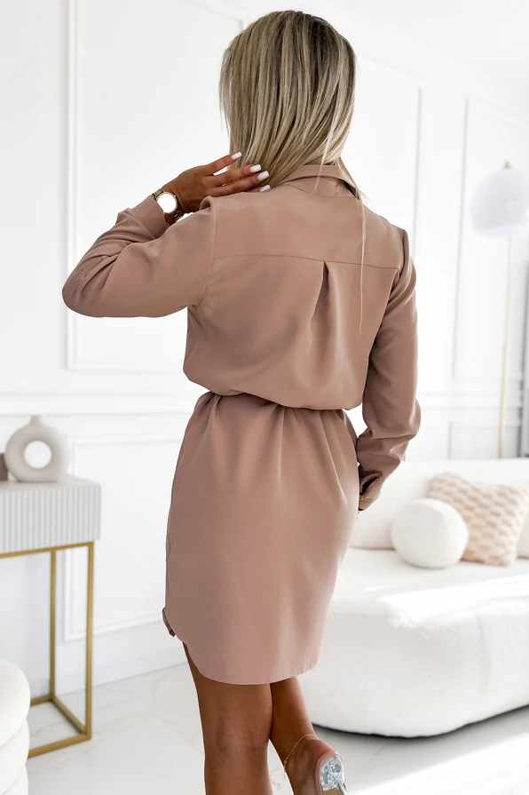 CAMILLE Shirt dress with pockets - beige