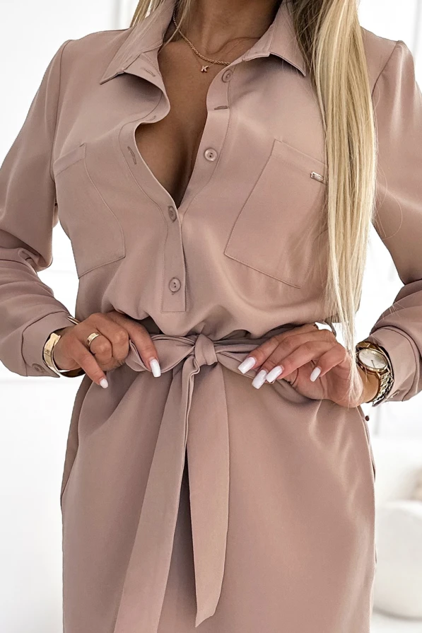 CAMILLE Shirt dress with pockets - beige
