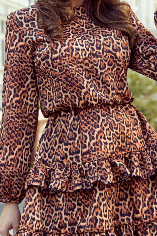 285-1 ROMI frill dress - leopard print