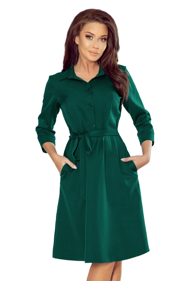 286-1 SANDY Flared shirt dress - green