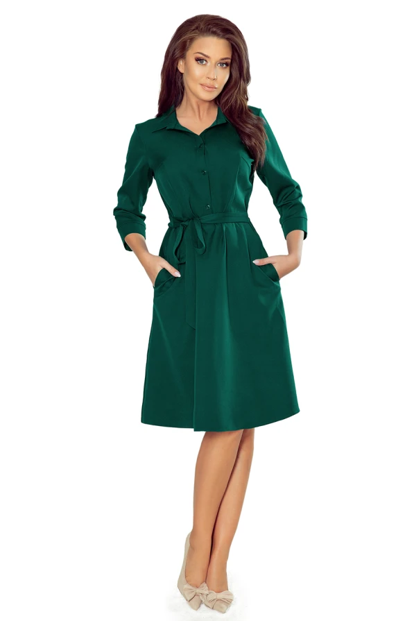 286-1 SANDY Flared shirt dress - green