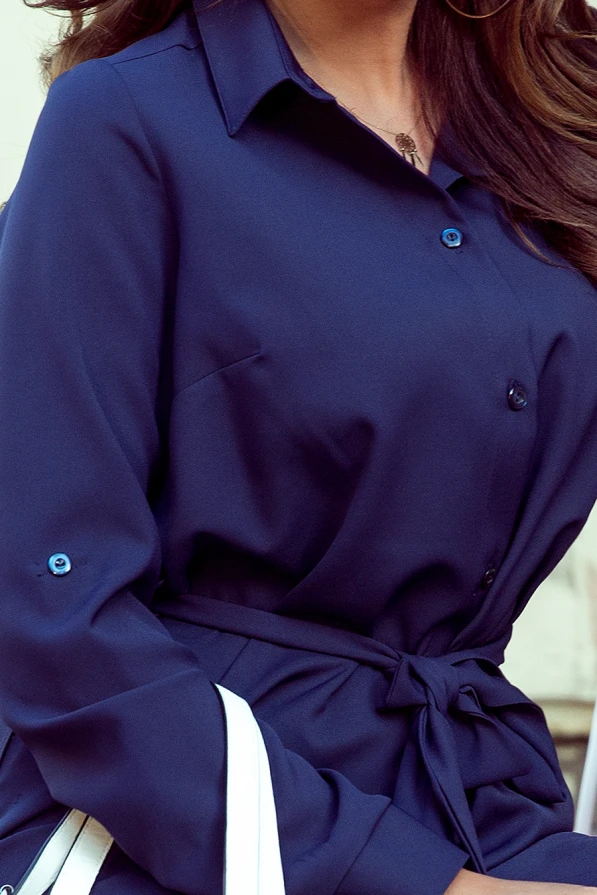 288-1 Shirt dress with buttons - dark blue