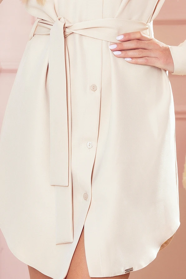 288-3 Shirt dress with buttons - beige colour