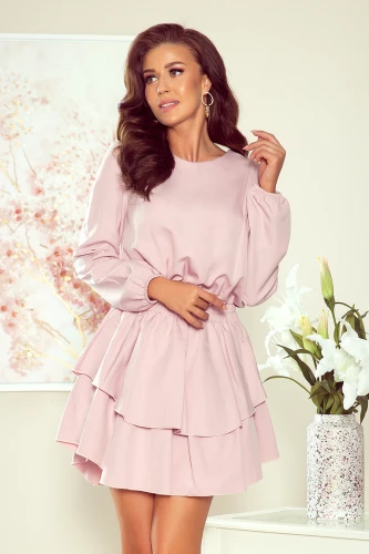289-1 MATTIE Dress with a double skirt - dirty pink