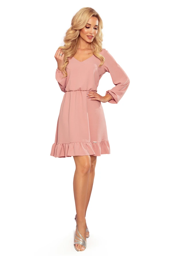 295-5 BAKARI flimsy dress with a neckline - dirty pink