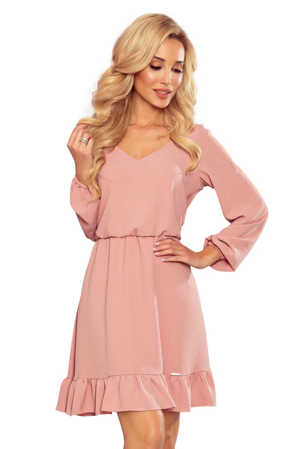 295-5 BAKARI flimsy dress with a neckline - dirty pink