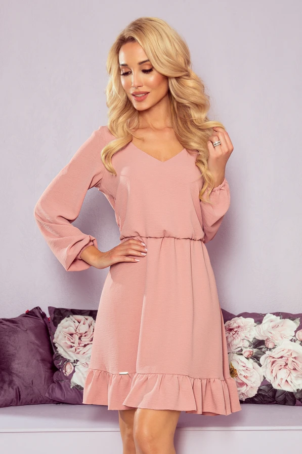 295-5 BAKARI flimsy dress with a neckline - dirty pink