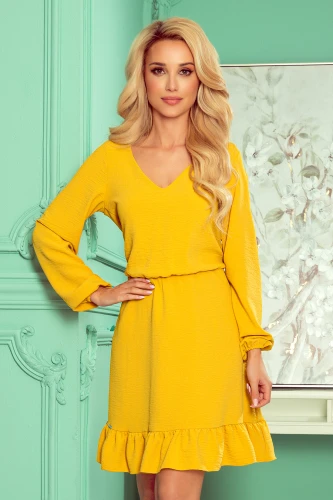 295-6 BAKARI flimsy dress with a neckline - honey