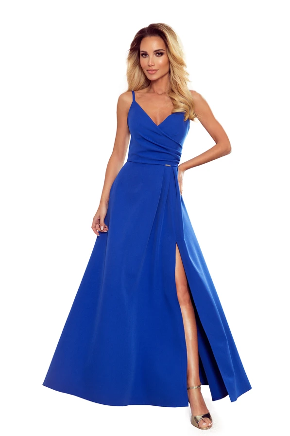 299-3 CHIARA elegant maxi dress with straps - royal blue