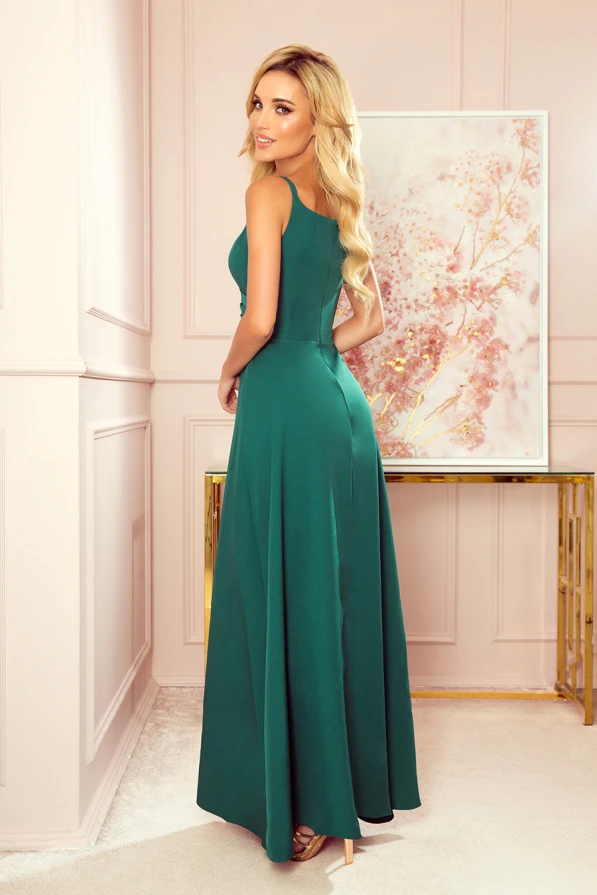 299-4 CHIARA elegant maxi dress with straps - green