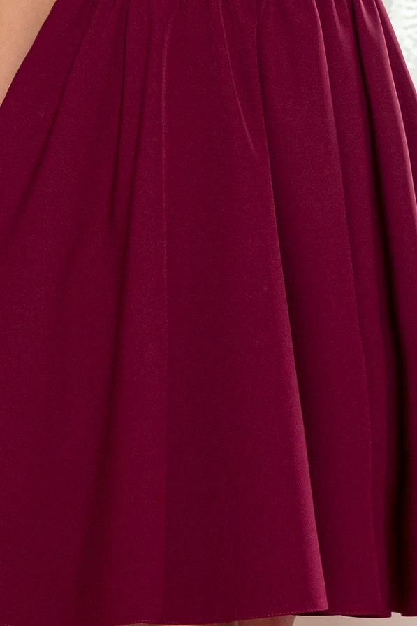 307-3 POLA dress with frills on the neckline - Burgundy color