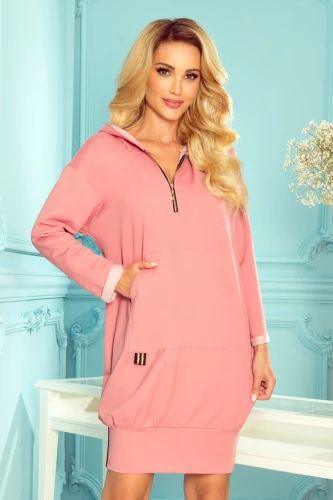 330-1 Kangaroo sweatshirt with a hood and pockets - dark dirty pink