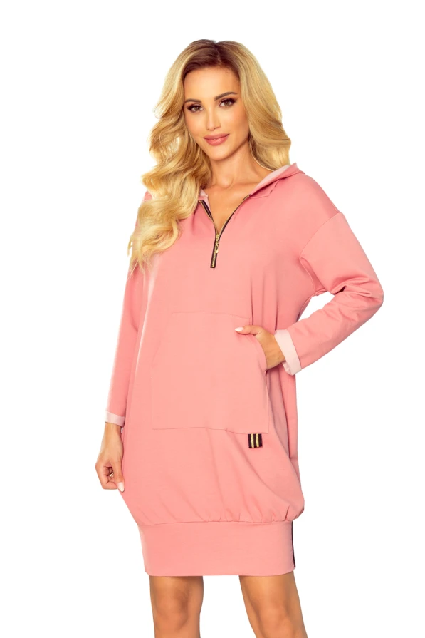 330-1 Kangaroo sweatshirt with a hood and pockets - dark dirty pink