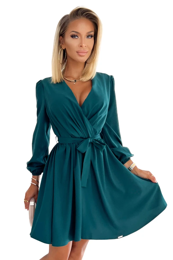 339-2 BINDY Feminine dress with a neckline - green