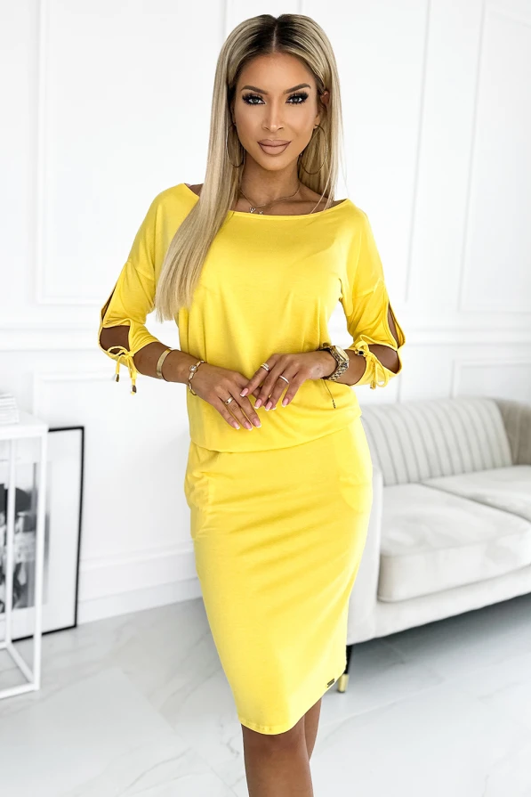 430-2 Sports dress with tied sleeves - lemon color