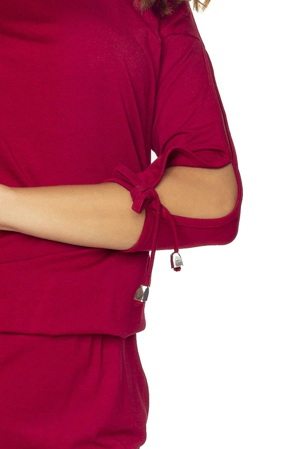 430-4 Sports dress with tied sleeves - burgundy