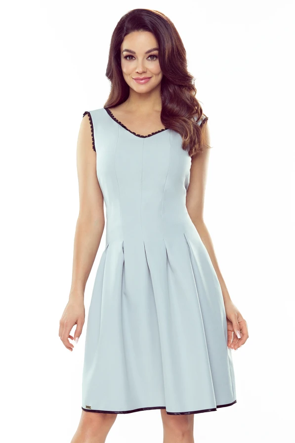 452-1 Flared dress with lace in the neckline - grey
