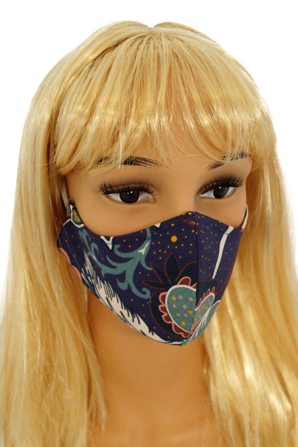 CV06 Reusable decorative masks - navy blue - 100% cotton - 2 pieces