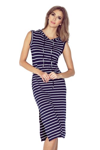 Dress with hood - long - stripes MM 012-1